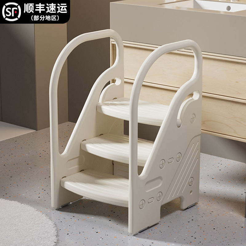 Baby Hand Washing Step Stool, Kidsren's Washstand Step Stool, Bathroom Booster Stool, Toddler Handrail Stair Step Stool