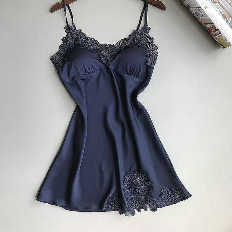 sexy sundresses with chest pads pajamas women summer women silk suspender pajamas lace plus size home dresses