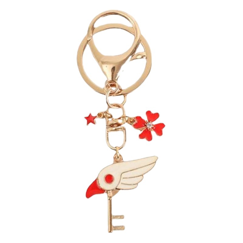 Changeable Sakura keychain girl heart love star wings coolo magic battle bird head pendant gift wholesale