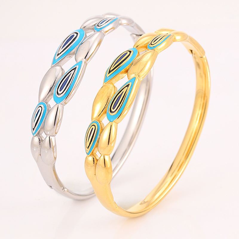 Stainless Steel Bracelet Couple's Enamel Oil Drops Titanium Steel Color-free Jewelry Fashion All-match High Version Bracelet