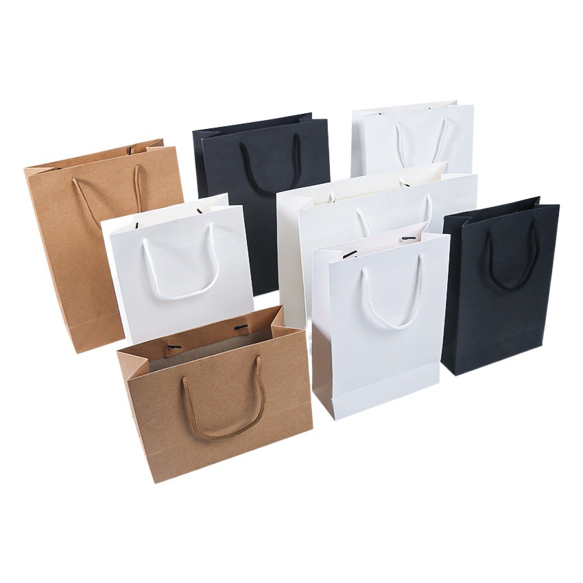 Kraft paper handbag clothing store paper bag gilding thickened white card packaging gift bag small batch printing logo