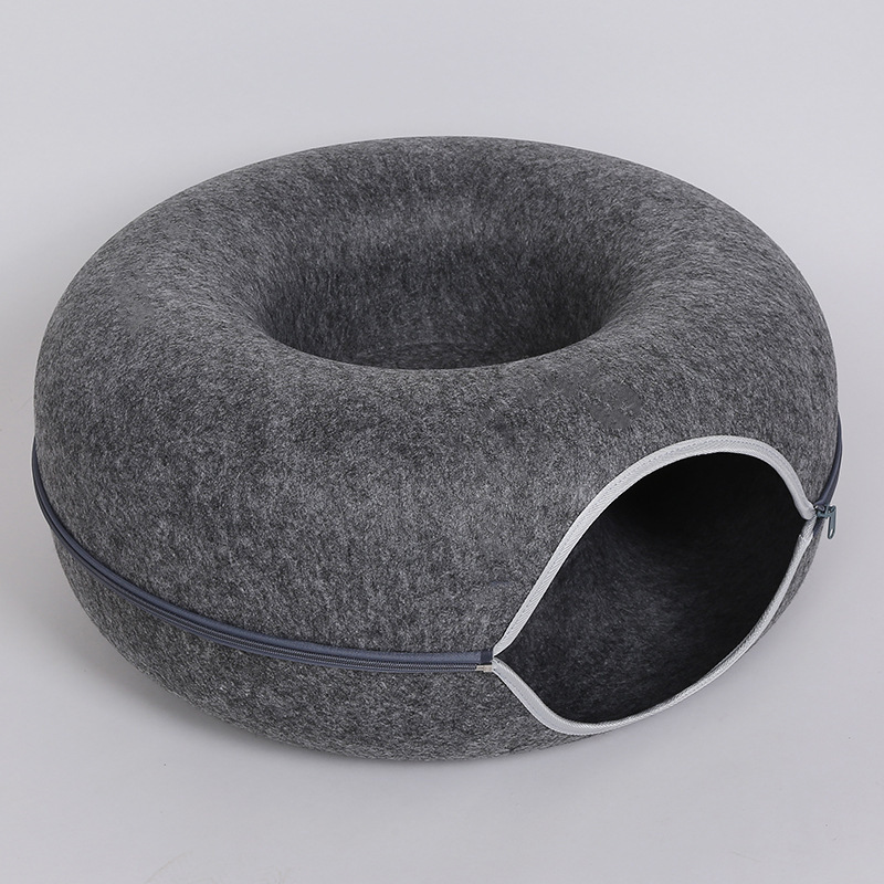 Picture of Removable felt board cat nest universal zipper tunnel summer donut cat sleeping wholesale felt toy