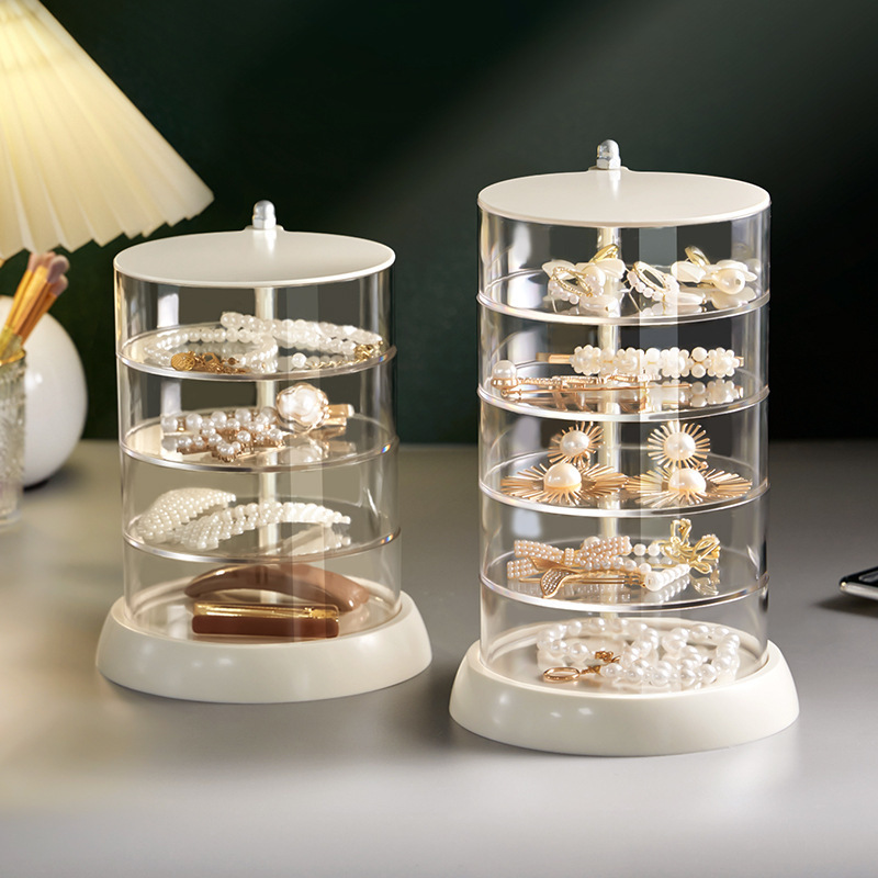 Jewelry Storage Box Transparent Rotating Box Multi-Layer Large Air Cushion Makeup Cotton Beauty Egg Storage Shelf Rotating Storage