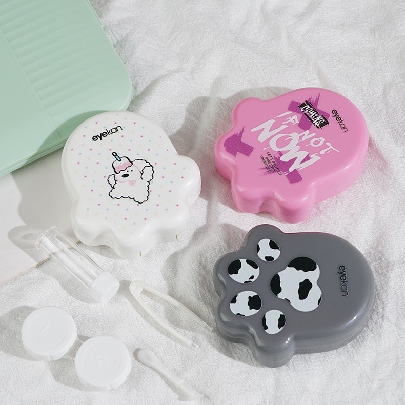 Picture of Kaida New Cute Cat's Claw Box Contact Lens Box Companion Double Beauty Pupil Box Portable 2502 with Mirror