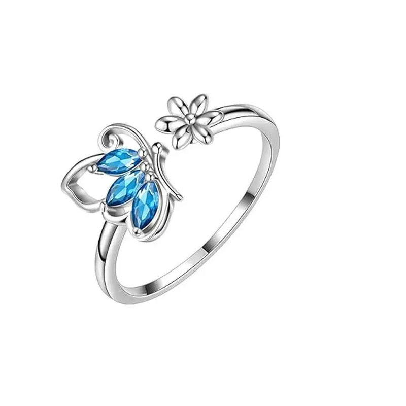 Picture of TEMU Cross-border New Butterfly Ring Earring Necklace Female European and American Animal Butterfly Pendant Clavicle Chain Jewelry suit