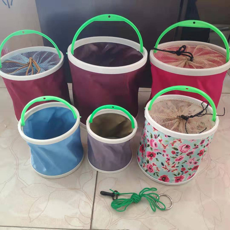 Folding bucket storage bucket fishing bucket canvas fish car wash bucket with rope fishing bucket wholesale