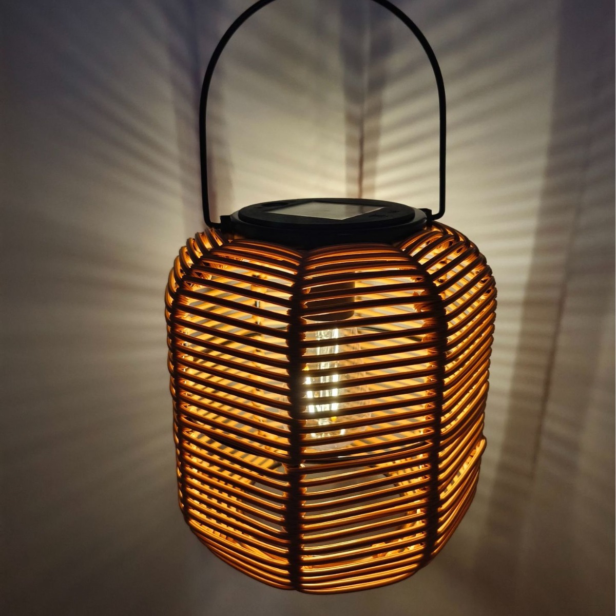 Solar Outdoor Garden Lamp Bamboo Weaving Wind Lamp Rattan Small Lantern Garden Chinese Style Retro Hanging Lamp Lawn Lamp
