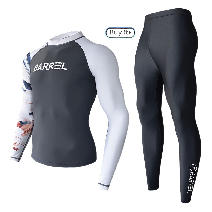 Sun Protection Swimsuit Men's Surfing Suit Split Quick-Drying Tight Jellyfish Suit Snorkeling Suit Wetsuit Full Body Long-Sleeved Trousers