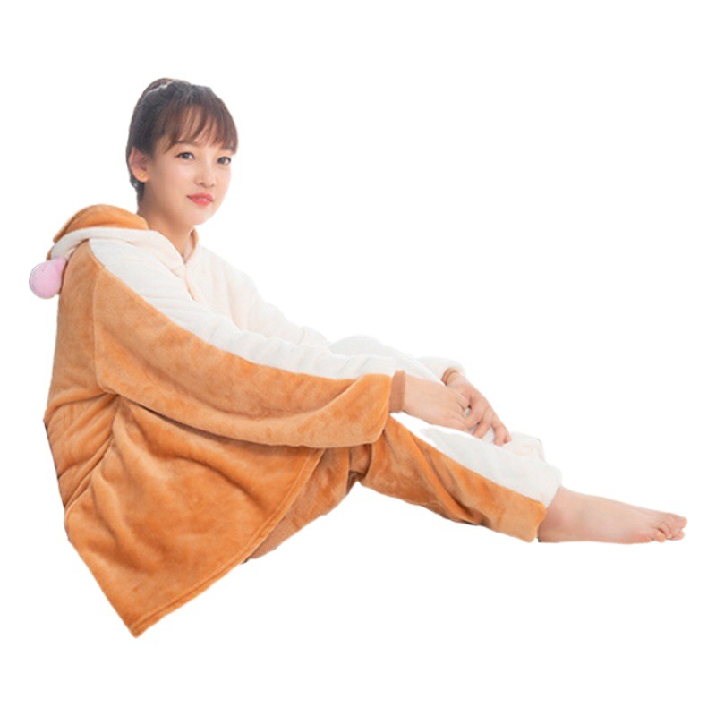 Spring Autumn and Winter Flannel Cartoon Animal Siaman Pajamas Flying Rat Men and Women Couple Long Sleeve Home Clothes Wholesale