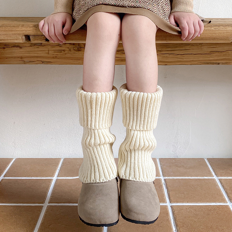 Picture of Socks Women's Autumn and Winter Children's Flip Wool Stacking Socks Thick Needle Thickened Grey Warm Korean Girl's All-match Middle Tube