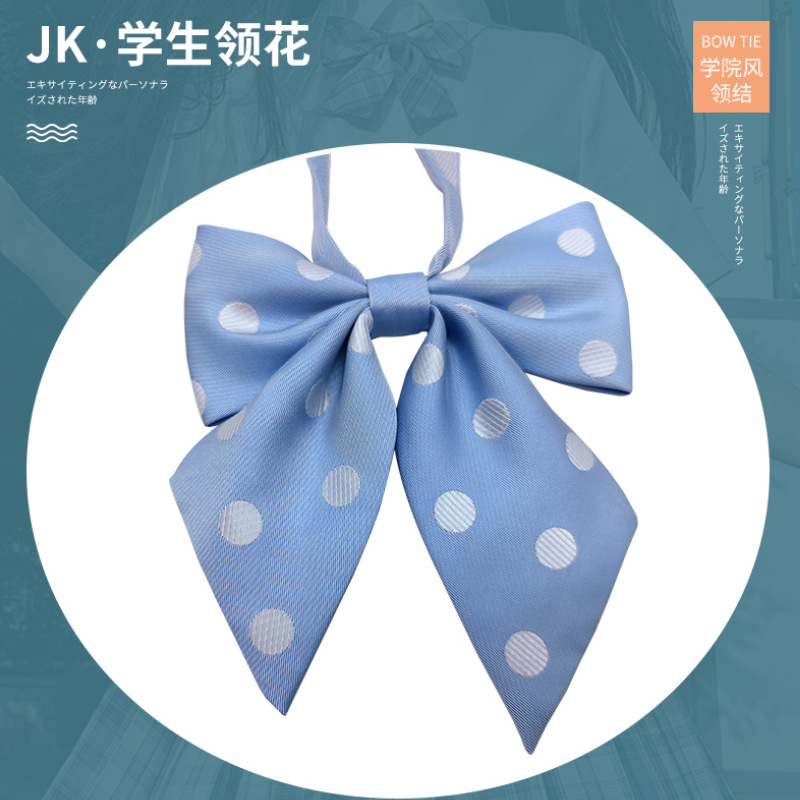 Picture of JK Fresh Japanese Style Knot-free Bow Tie Women's Bow Pointed Dot Pattern Shirt Collar Flower Academy Style Decoration