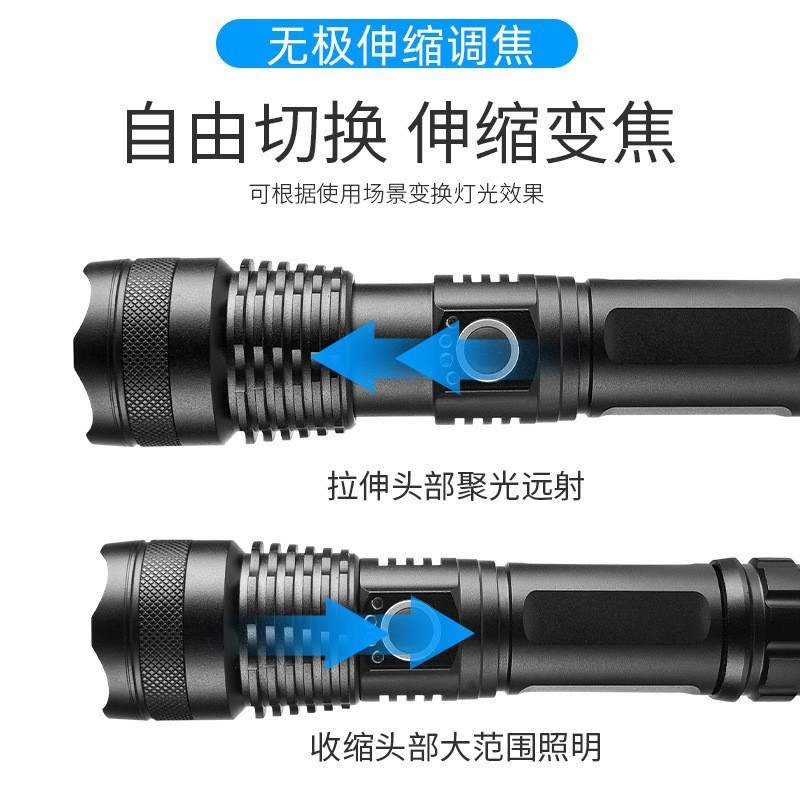 Picture of Cross-border Hot Selling Multi-function USB Charging P50 Strong Light Flashlight Outdoor Emergency Lighting LED Zoom Flashlight