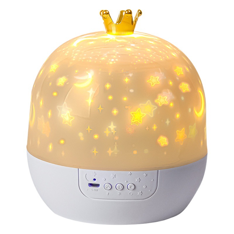 Crown starry sky projection lamp birthday holiday gift for women led romantic bluetooth music box rotating hd night light