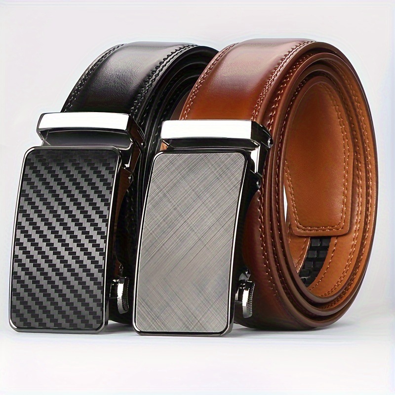 Men's Leather Belt Buckle for Foreign Trade, Cross-Border Automatic Buckle Belt, Genuine Leather, Young Business Automatic Buckle, Matte Finish for Men