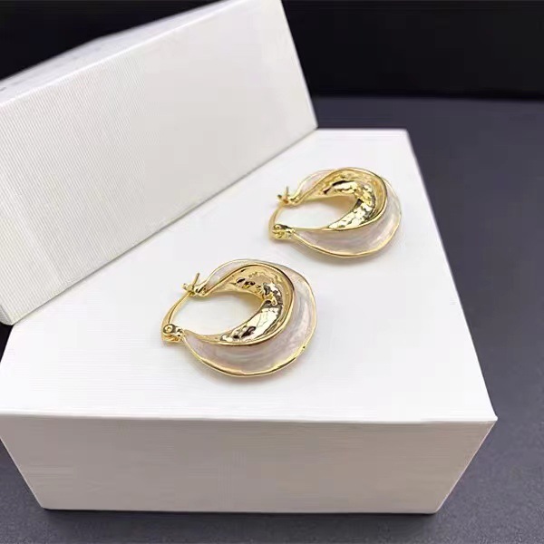 Violet Flower Drop Glaze Twisted U-shaped Ear Buckle Advanced Design Creative Earrings Simple All-match Elegant Earrings
