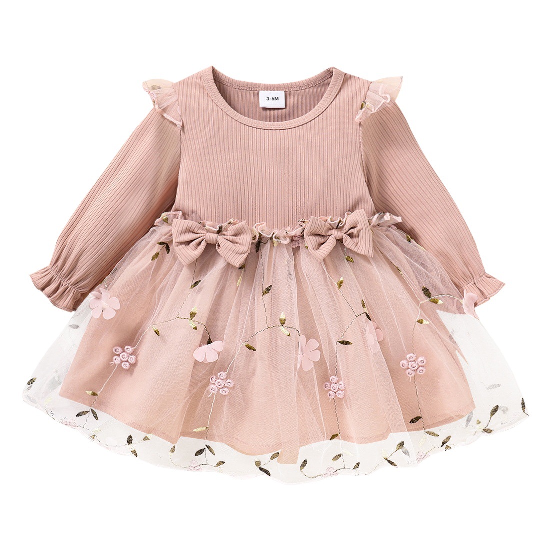 Children's clothing spring and autumn new European and American children's clothing mesh baby baby girl long sleeve dress children's skirt