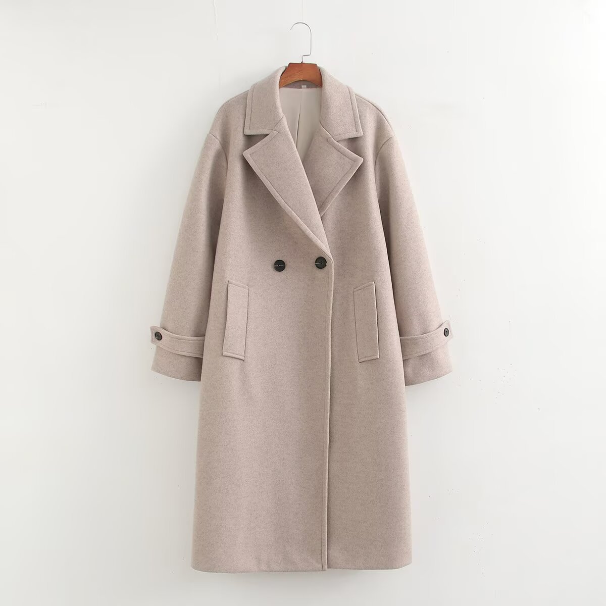 SAW AliExpress Cross-border European and American Style Fashion Simple Loose Wide Version Lengthen Soft Woolen Coat Jacket