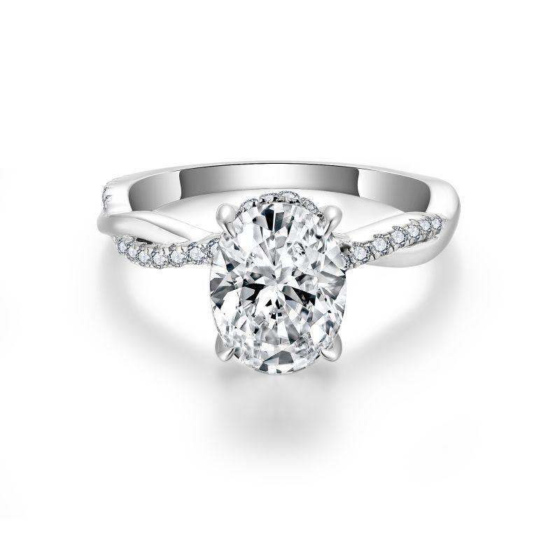 Ins wind oval four-claw vine ring wall 7*9mm egg-shaped 2 karat full moissanite ring engagement diamond ring female