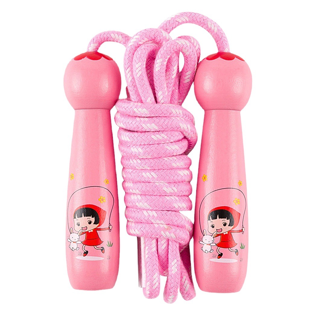 Children's wooden rope skipping kindergarten students for beginners adjustable baby children's sports fitness rope batch generation