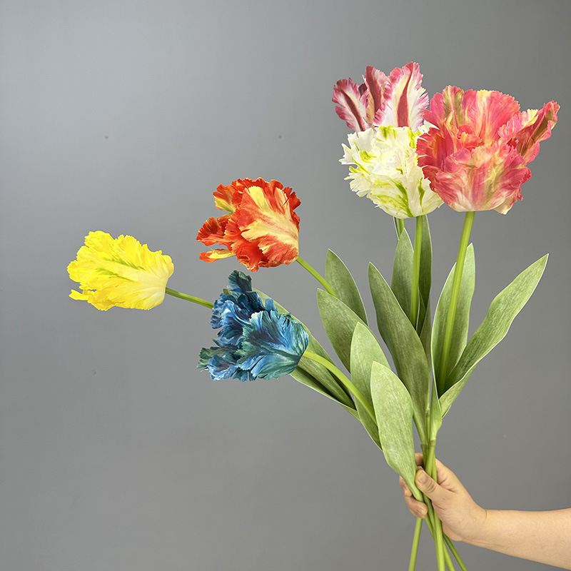 Moisturizing Parrot Tulip Artificial Flower Silk Flower Home Decoration Flower Arrangement Bouquet Artificial Flower Artificial Tulip