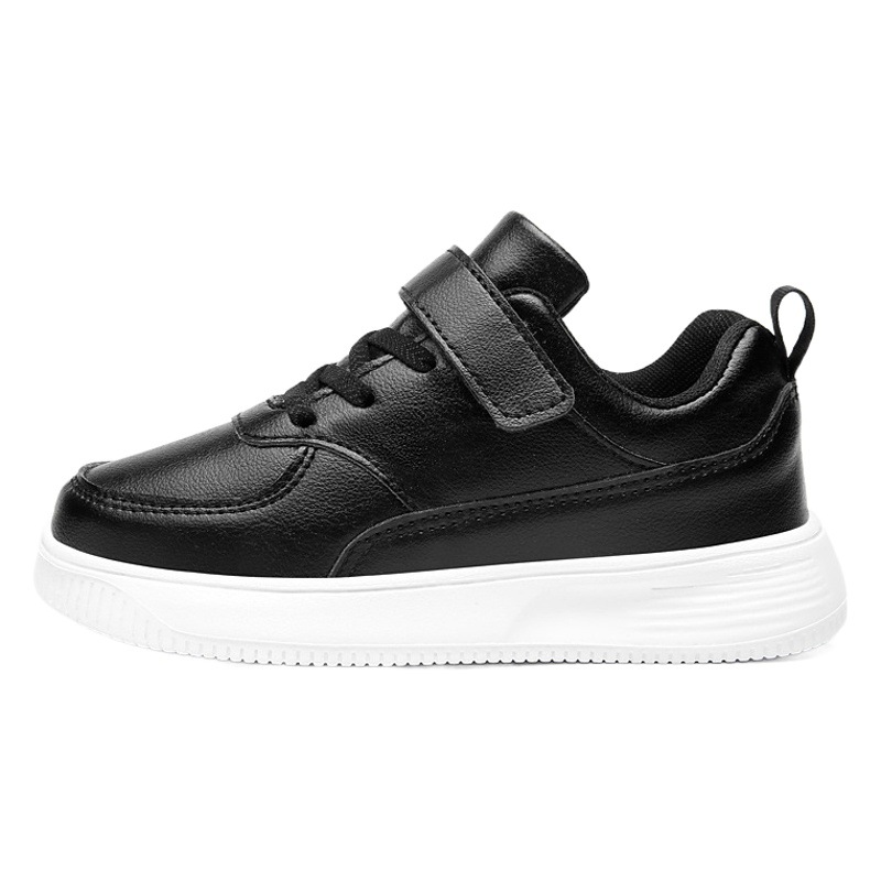 Children's White Shoes Export Sneakers 2024 Spring & Fall Non-Slip Small Black Shoes Student Leather Waterproof Anti-Slip Sports Shoes