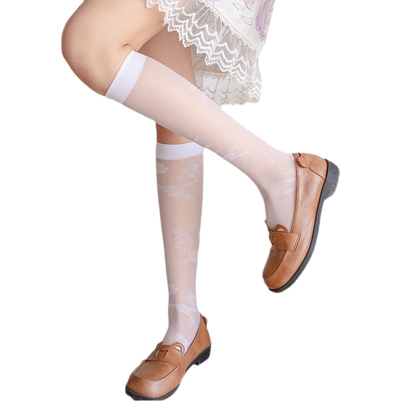 Socks Calf Socks Women's Summer Thin Breathable Jk Socks Mid-Calf Black Stockings Women's Thigh Socks Stockings over the Knee Socks