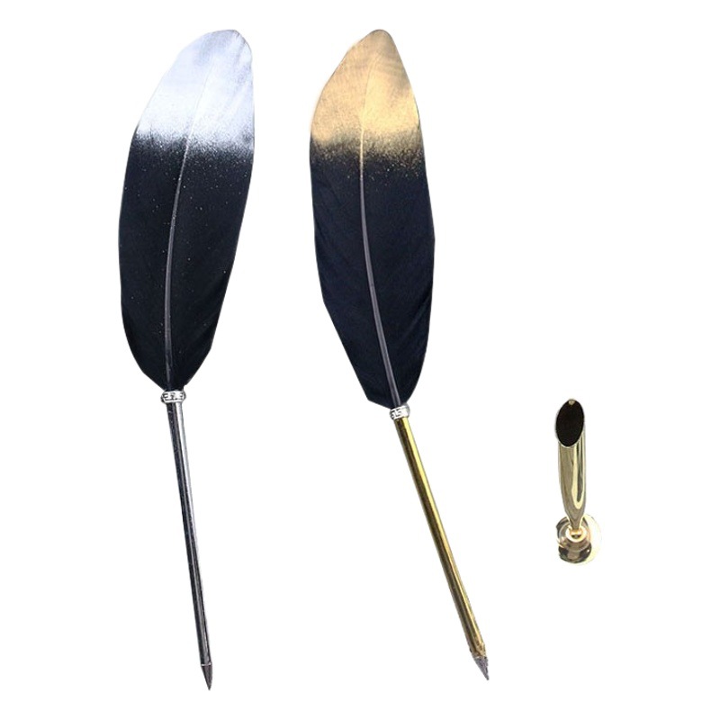 Picture of New European retro silver feather pen creative ballpoint pen wedding signature advertising pen student stationery simple package