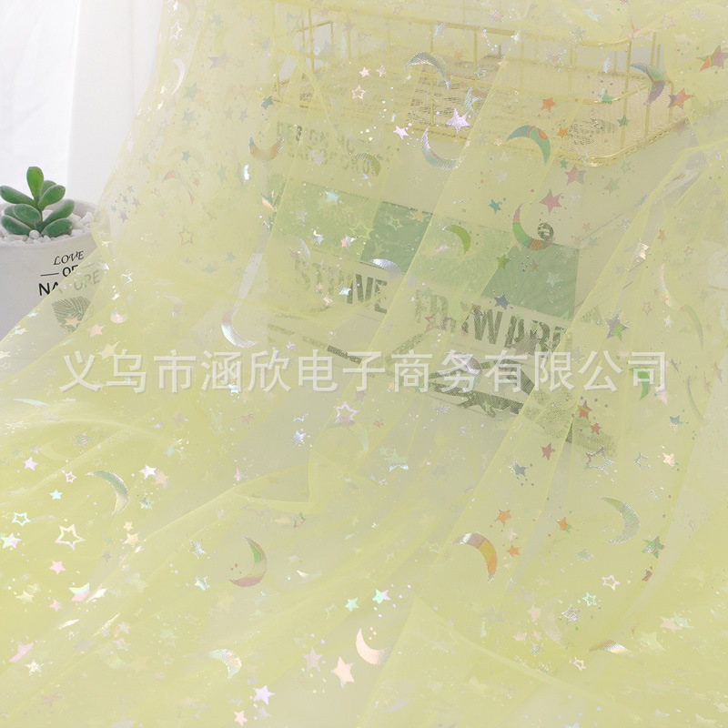 Picture of Ins Background Cloth Colorful Star and Moon Tulle Mesh Fabric Gift Packaging Bow Flower Packaging Jewelry Accessories