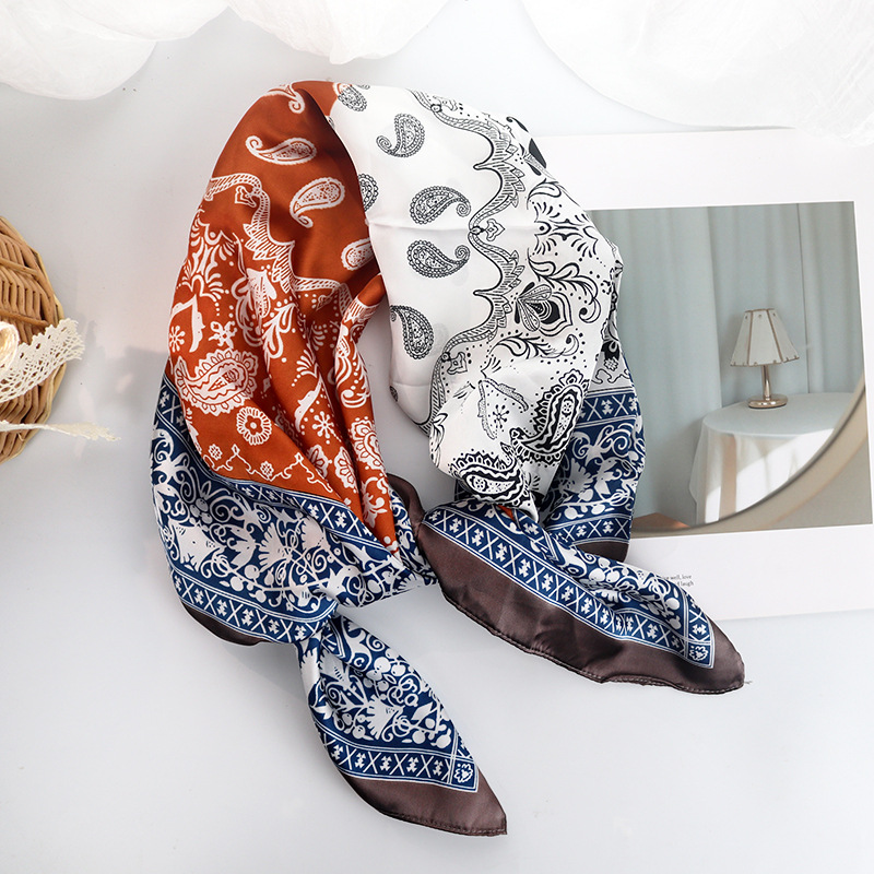 Picture of 90cm Cloud Brocade Square Scarf Hangzhou Silk Scarf Turban Shawl Scarf Women's Summer Outer Wear Spring Autumn Winter