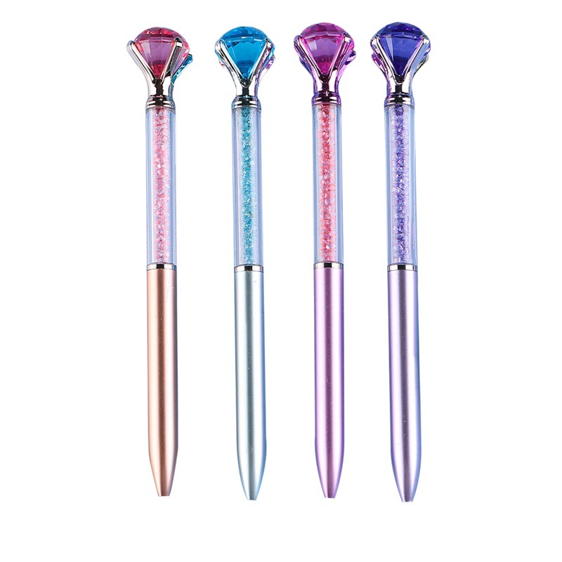 New imitation metal rod large diamond ballpoint pen color Crystal quicksand broken diamond pen crystal gem ballpoint pen prize