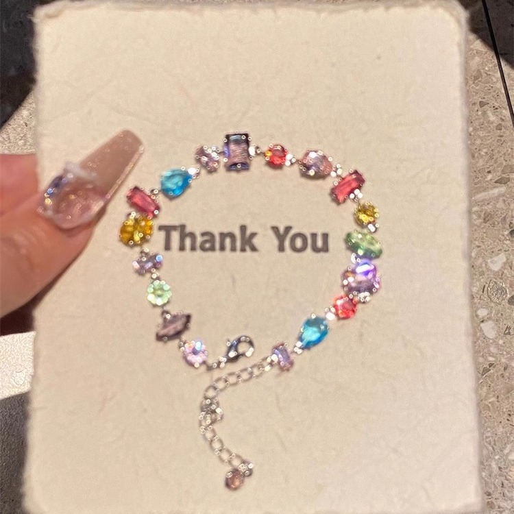 Candy-Colored Crystal Zircon Bracelet for Women, Popular Starry Sky Design, High-End Luxury Niche Forest-Style Beaded Bracelet