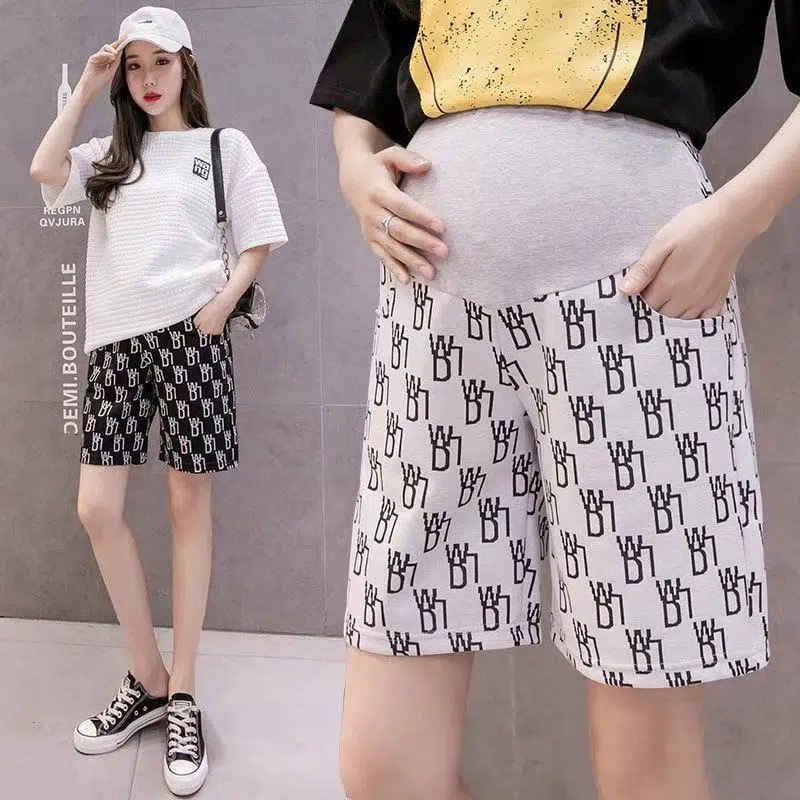 Pregnant Women's Shorts Women's Summer Outer Wear Thin Loose Five-point Pants Spring and Summer Leggings Western-style Safety Abdominal Wide-leg Pants Trendy