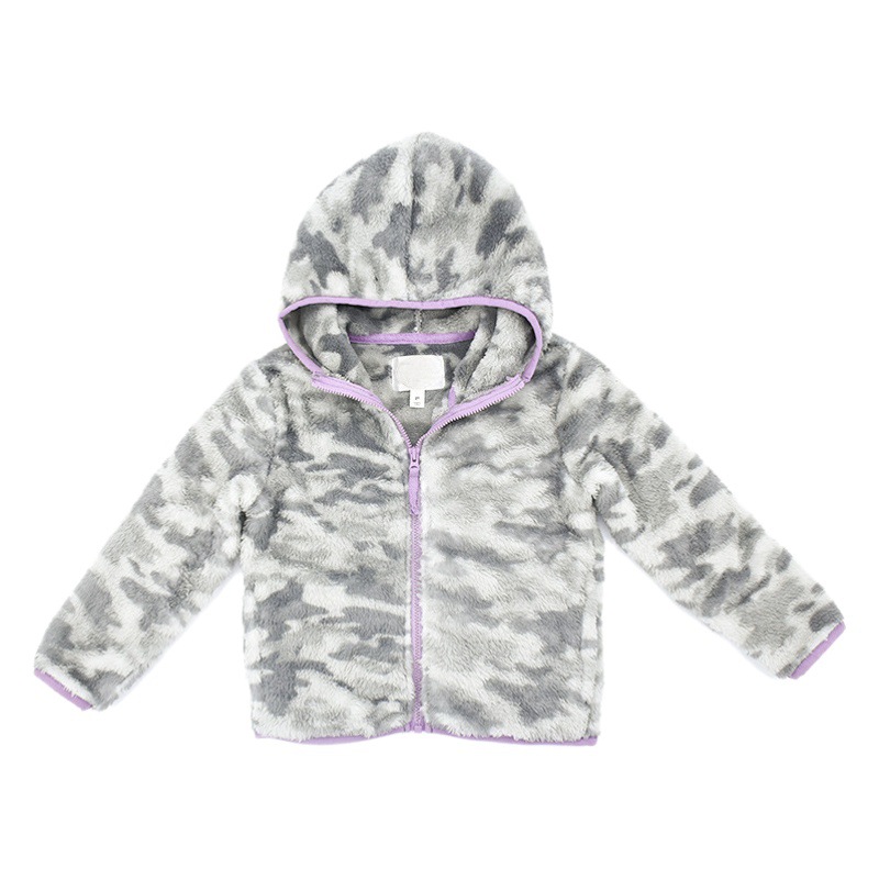Foreign trade spring and autumn and winter children's clothes boys and girls coral fleece coat baby zipper hoodie soft plaid