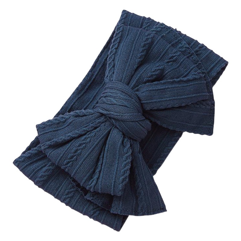 Cross-Border European and American Hair Accessories Children's Headband Jacquard Nylon Soft Baby Headband Double-Layer Bow Baby Fontanelle Protection