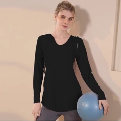 Yoga Clothes Autumn Loose Sports Top Mid-length Fitness Clothes Hip Covering Hooded Quick-drying Clothes Long-sleeved Slim-fit Sweater