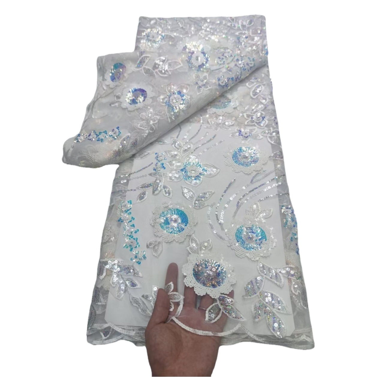 Picture of Evening Dress with Sequin Embroidery, Quilted Three-Dimensional Floral Lace Fabric, Fresh Style Long Children's Dress with Mesh Embroidery Fabric
