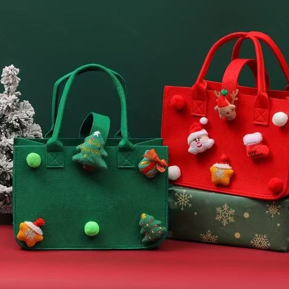 Little Red Book Same Style Christmas Felt Bag Christmas Eve Tote Bag Children's Candy Bag Apple Bag Gift Bag Wholesale