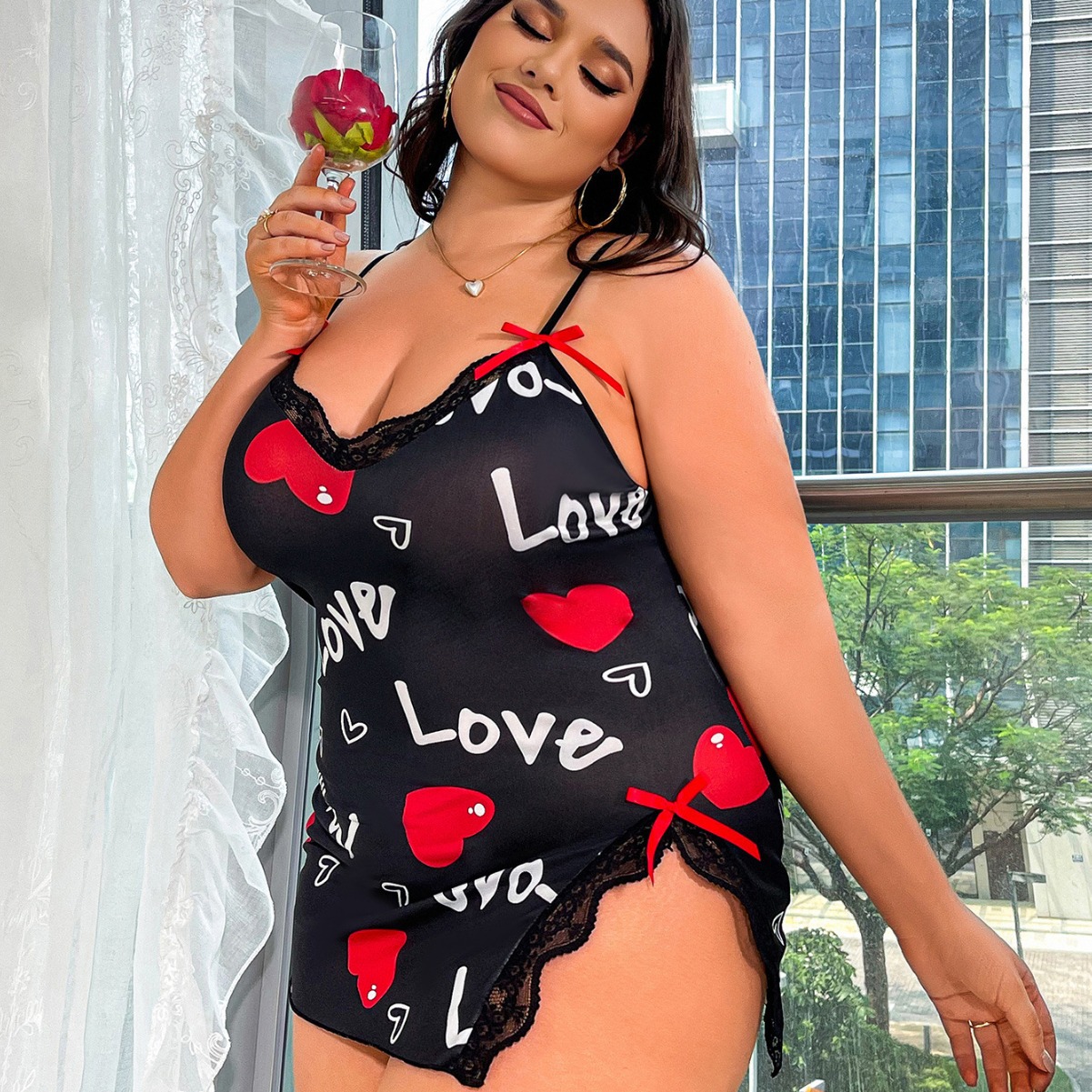 INS cross-border new European and American Amazon/ebay foreign trade sexy lingerie plus size love suspender dress hot sale
