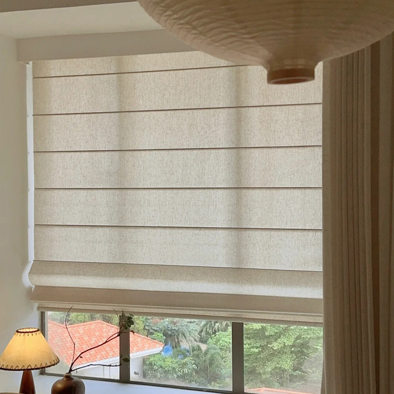 Linen Roman Curtain Simple Japanese Lifting Curtain Tea Room Roller Curtain Transparent and Impermeable Folding Curtain for Homestay Lifting and Folding Curtain