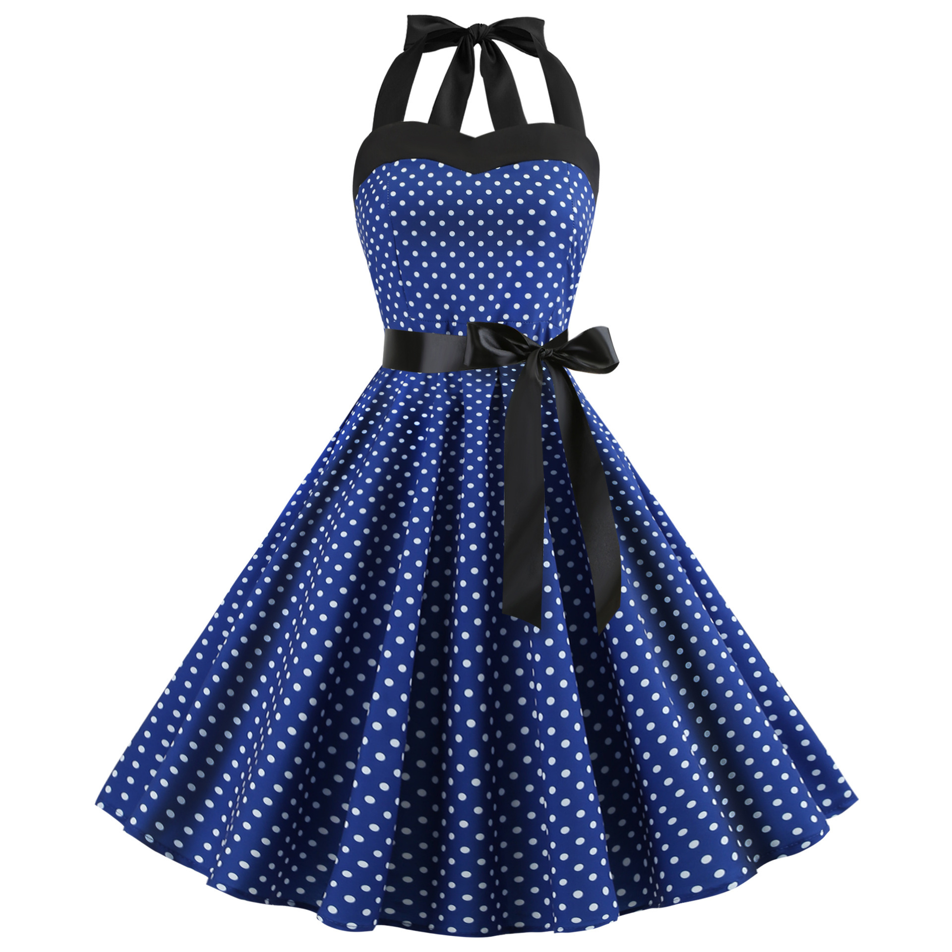 Picture of Foreign Trade Cross-border Women's Summer Dress Strap Wave Dot New Retro Large Dress Amazon Large Size Dress