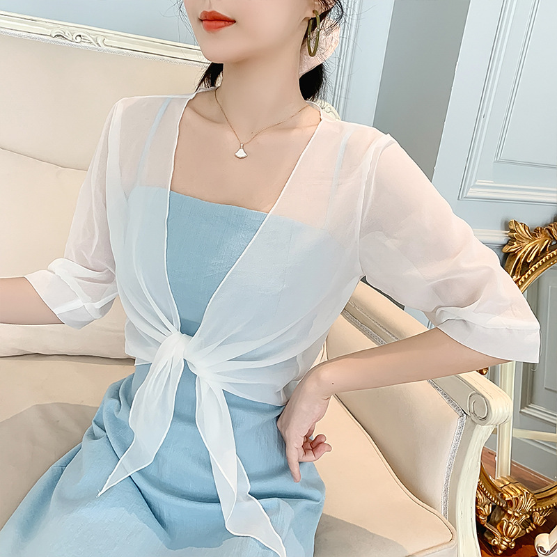 Picture of Small Shawl Coat Women's 2025 Summer New Arrival Small Waistle All-Match Chiffon Sunscreen Ultra-Thin Short Outer Cardigan