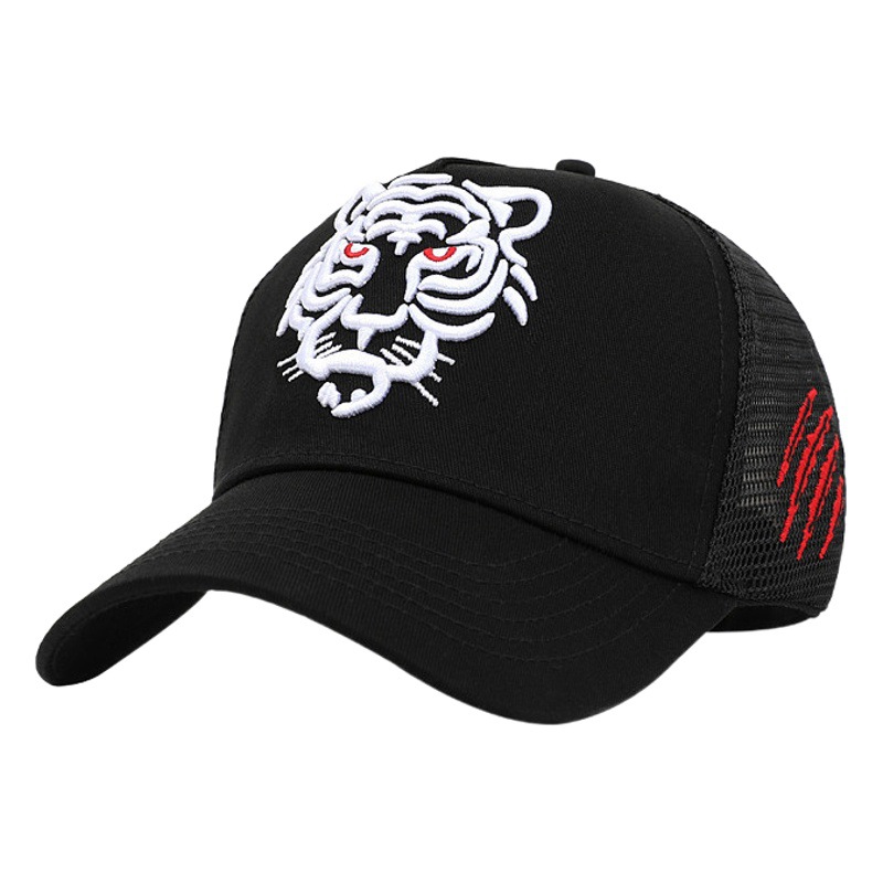 Summer Tiger Hat Men's Breathable Big Head Mesh Cap High Top Face Small Baseball Cap Sunscreen Cap