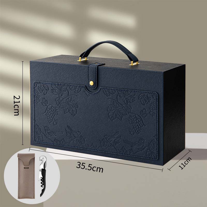 Picture of Red Wine Box Double Pack Leather Box Printed LOGO High-grade Wine Gift Box Packaging Box Universal 2 Red Wine Empty Boxes