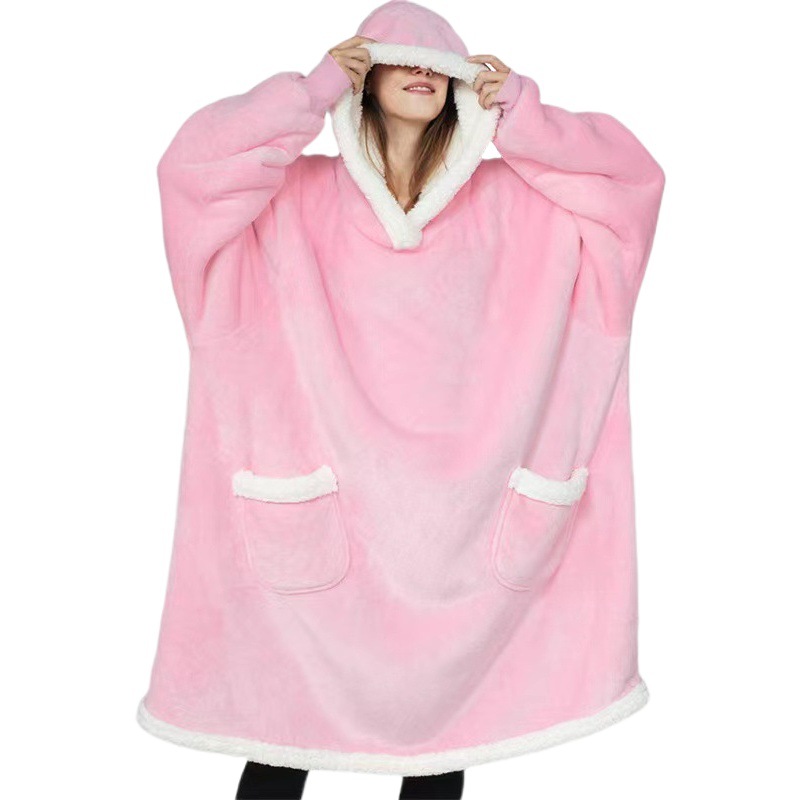 New Lazy Pullover Pajamas Women's Warm Clothes Lamb Fleece TV Blanket Hoodie TV Factory Cold-proof Clothes