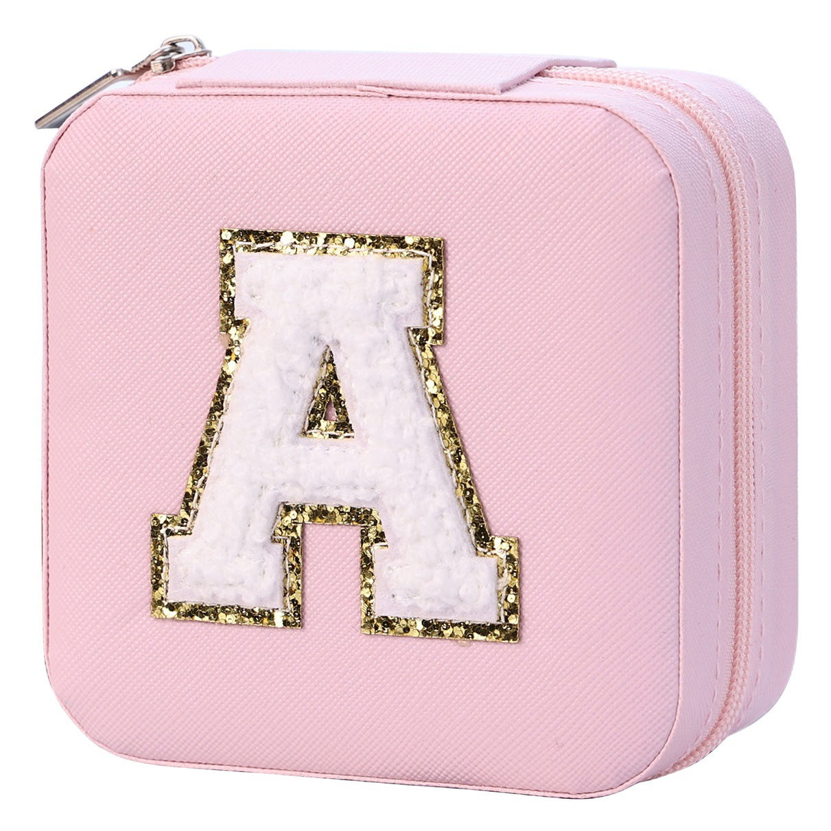 New Wholesale PU leather jewelry box high-end packaging box 26 letters jewelry zipper bag jewelry storage box