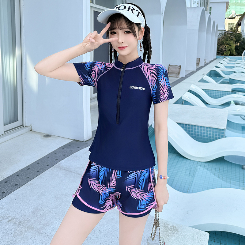 Picture of Swimsuit for Women 2025 New Slim and Conservative Student Swimming Pool Special Training Vacation Split Swimsuit Quick-Drying