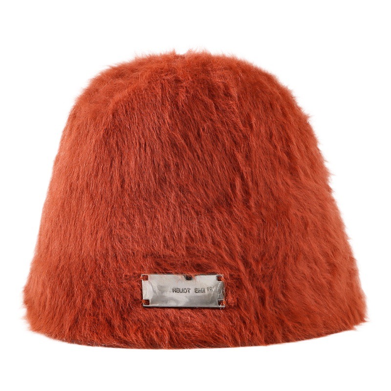 Hat female South Korea Iron Standard rabbit fur bucket hat autumn and winter face-looking small all-match warm basin hat winter hat fisherman hat