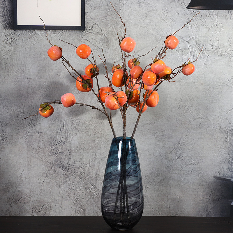 Simulation Berry with Frost Persimmon branch home decoration plant decoration fruit branch foam fruit simulation Persimmon