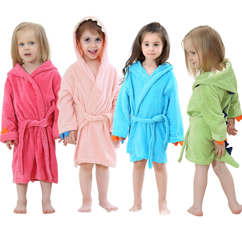 MICHLEY Cross-border Baby Bathrobe Cartoon Shape Class A Cotton Wearable Hat Children's Bath Towel Baby Home Clothes