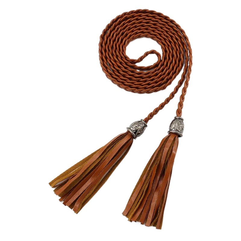 Ladies accessories tassel waist chain Joker female PU fine woven belt car line two styles available a generation of hair